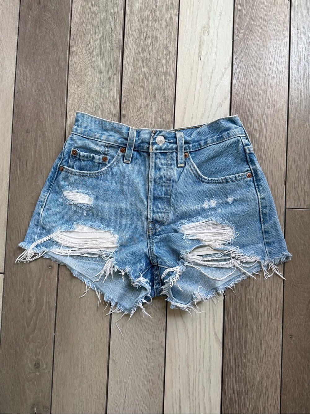 Levi's 501 distressed denim shorts